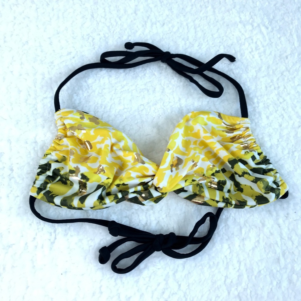 SOLD Halter Bikini Swim Top Black Gold Guess - Picture 1 of 5